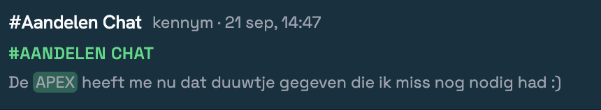 Reactie van kennym op 21 september: De APEX heeft me nu dat duwtje gegeven die ik misschien nog nodig had