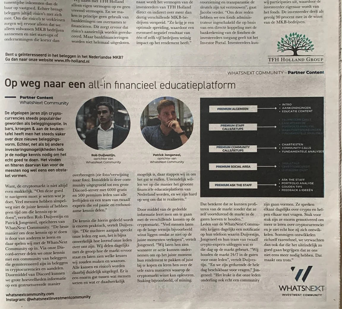 Publicatie in Het Financieele Dagblad