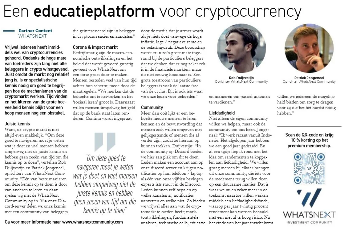 Publicatie in Het Financieele Dagblad